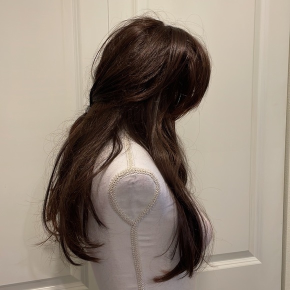 Long Brown Wig with Side Swept Bangs main image 6